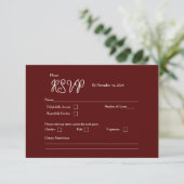 Burgundy Bliss RSVP-Karte Version 1 RSVP Karte (Stehend Vorderseite)