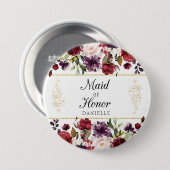 Burgundy Bliss Trauzeugin Mit Monogramm Button (Vorne & Hinten)