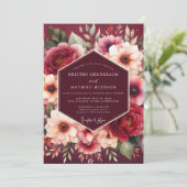 Burgundy Bloom Alchemy Wedding Einladung (Stehend Vorderseite)