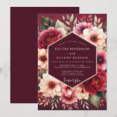 Burgundy Bloom Alchemy Wedding Einladung (Vorne/Hinten)