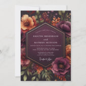 Burgundy Bloom Autumn Wedding Einladung (Vorderseite)