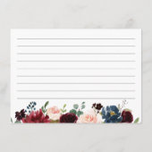 Burgundy Bloom Bloral Brautparty Rezept Card Begleitkarte (Rückseite)