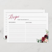 Burgundy Bloom Bloral Brautparty Rezept Card Begleitkarte (Vorne/Hinten)