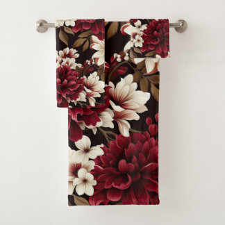 Burgundy Bloom Blume Badhandtuch Set