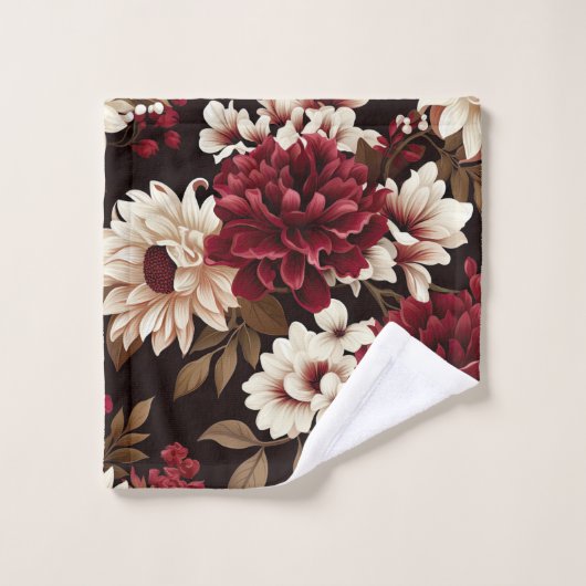 Burgundy Bloom Blume Badhandtuch Set (Waschlappen)