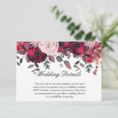 Burgundy Bloom Blush Blue Floral Wedding Begleitkarte (Stehend Vorderseite)