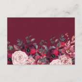 Burgundy Bloom Blush Blue Floral Wedding Begleitkarte (Rückseite)