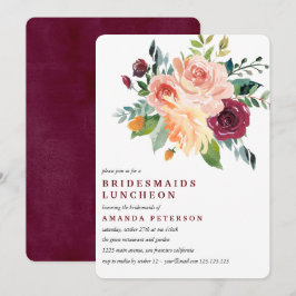 Burgundy Bloom Bridesmaids Luncheon Wedding Einladung