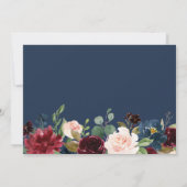 Burgundy Bloom Floral Navy Blue Brautparty Einladung (Rückseite)