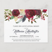 Burgundy Bloom Floral Rücksendeadresse Brautparty Postkarte (Vorderseite)