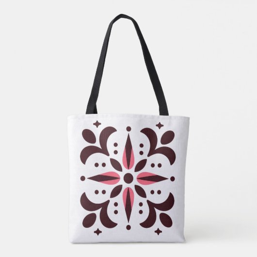 Burgundy Bloom Geometric Tote Bag Tasche (Rückseite)