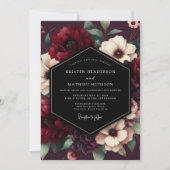 Burgundy Bloom Luxe Wedding Einladung (Vorderseite)