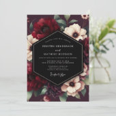 Burgundy Bloom Luxe Wedding Einladung (Stehend Vorderseite)