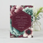 Burgundy Bloom Moody Wedding Einladung (Stehend Vorderseite)