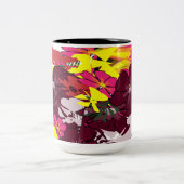 Burgundy Bloom Pop — Florale Abstracte Tasse (Mittel)