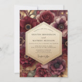 Burgundy Bloom Romantic Wedding Einladung (Vorderseite)