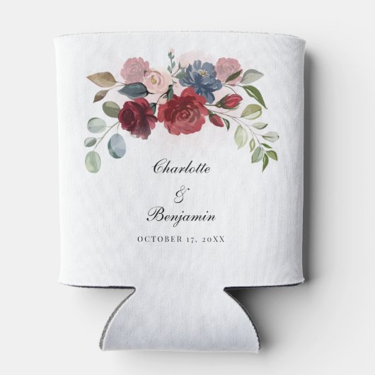 Burgundy Bloom Rustic Floral Wedding Party Dosenkühler (Rückseite)