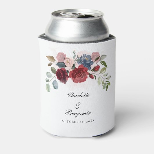 Burgundy Bloom Rustic Floral Wedding Party Dosenkühler (Kanne Rückseite)