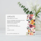 Burgundy Bloom | Rustikales UPDATE Einladung (Stehend Vorderseite)