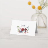 Burgundy Bloom Watercolor Wedding Platzkarte (Rückseite)
