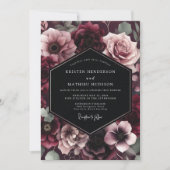 Burgundy Bloom Wedding Einladung (Vorderseite)