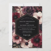 Burgundy Bloom Whimsical Wedding Einladung (Vorderseite)