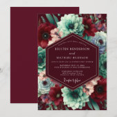 Burgundy Bloom Whimsy Wedding Einladung (Vorne/Hinten)