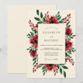 Burgundy Blooming Botanical Wedding Einladung (Vorne/Hinten)