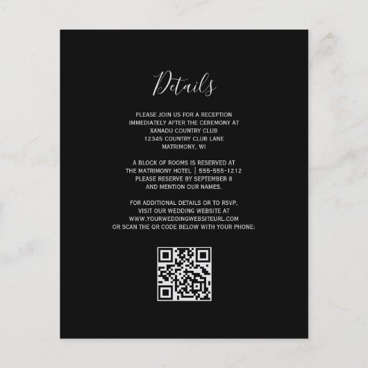 Burgundy Bloral Black QR Code (Rückseite)