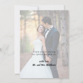 Burgundy Bloral Black Script Hochzeitsfest Foto Dankeskarte (Rückseite)