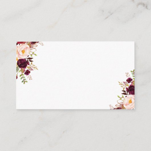 Burgundy Bloral Blush Hochzeitserklärung Begleitkarte (Rückseite)