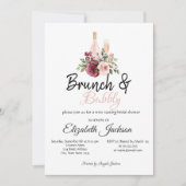 Burgundy Bloral Brunch & Bubbly Brautparty Einladung (Vorderseite)