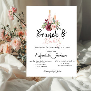 Burgundy Bloral Brunch & Bubbly Brautparty Einladung