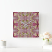 Burgundy Bloral Clock Quadratische Wanduhr (Zuhause)