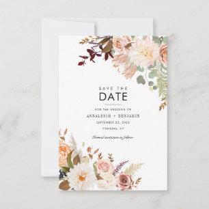 Burgundy Bloral Eukalyptus Grüne Pastel Save The Date
