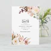 Burgundy Bloral Eukalyptus Modern Save the Date (Stehend Vorderseite)