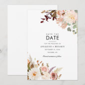Burgundy Bloral Eukalyptus Modern Save the Date (Vorne/Hinten)