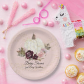 Burgundy Bloral Gold Blush Baby Dusche Pumpkin Pappteller (Party)