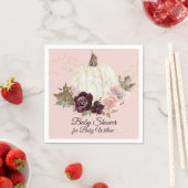 Burgundy Bloral Gold Blush Pumpkin Baby Dusche Serviette (Beispiel)