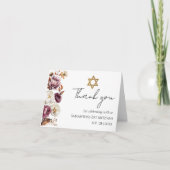 Burgundy Bloral Herbst Bat Mitzvah Dankeskarte (Vorderseite)