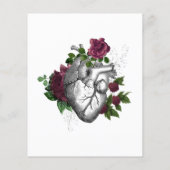 Burgundy Bloral Skeleton Gothic Wedding Einladung Flyer (Hinten)