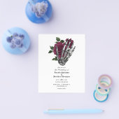 Burgundy Bloral Skeleton Gothic Wedding Einladung Flyer (Einzeln)