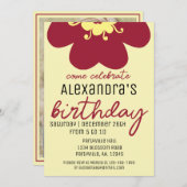 Burgundy Blossom Geburtstagspartei Einladung (Vorne/Hinten)
