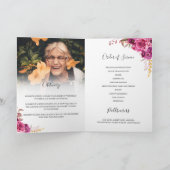 Burgundy Blossom Geometric Frame 2 Foto Beerdigung Programm (Innenseite)