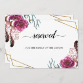Burgundy Blossom Hochzeitszeichen vorbehalten Einladung (Vorne/Hinten)