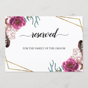 Burgundy Blossom Hochzeitszeichen vorbehalten Einladung