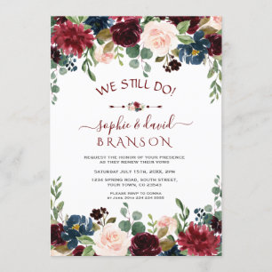 Burgundy Blue Blush Bloral Calligraphy wir noch im Einladung