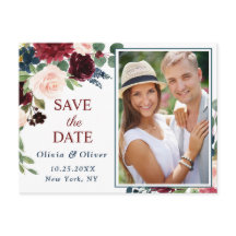 Burgundy Blue Blush Wedding Foto Save the Date