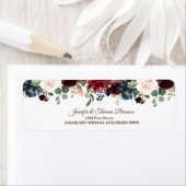 Burgundy & Blue English Blume Rücksendeadresse (Insitu)