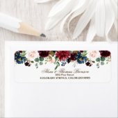 Burgundy & Blue English Blume Rücksendeadresse (Insitu)